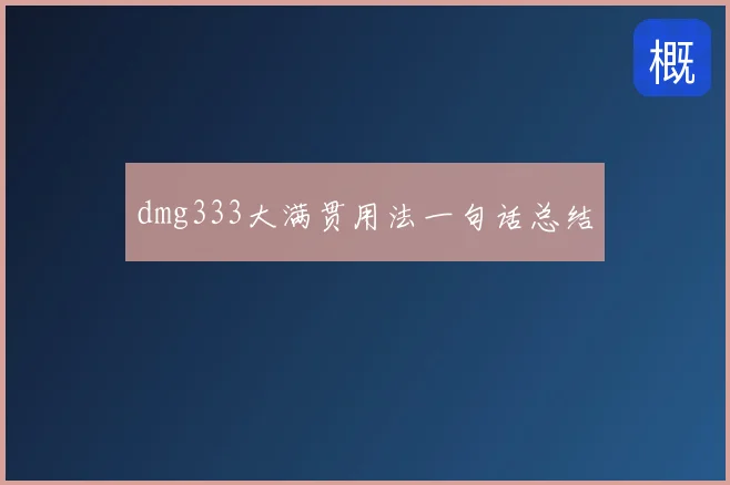 dmg333大满贯用法一句话总结